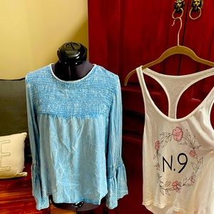 Cloth & Stone Smocked denim shirt - Sz M